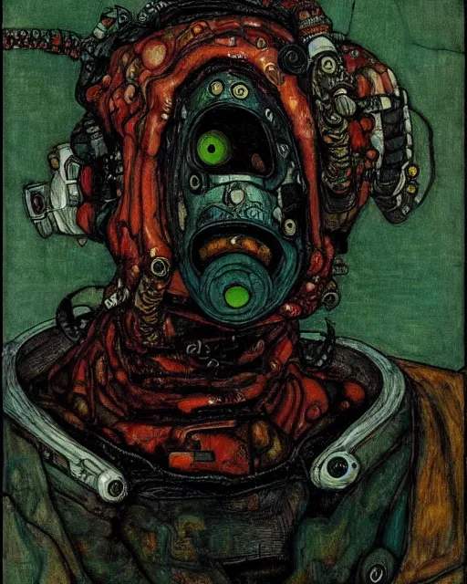 Prompt: portrait of cyberpunk cthulhu by egon schiele in the style of greg rutkowski
