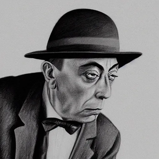 Image similar to buster keaton drawn by mort drecker