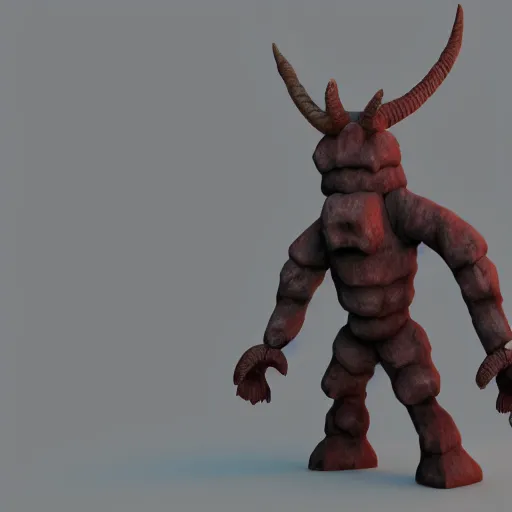 Image similar to snow golem - 3 d render - blender render - long horns - front view