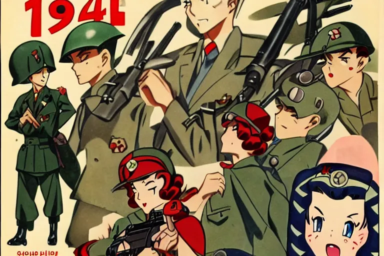 Prompt: 1940s, war, anime