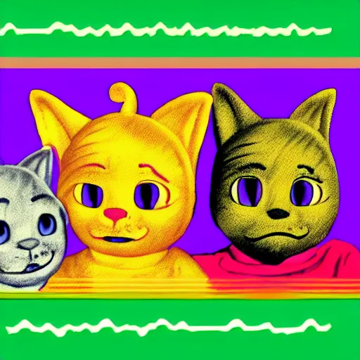 Image similar to Teletubbie Tabby cat acidwave