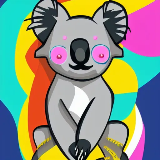 Image similar to Propaganda poster of koala, sticker, highly detailed, colorful, illustration, smooth and clean vector curves, no jagged lines, vector art, smooth