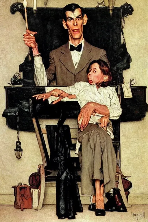 Image similar to lurch from the addams family painted by norman rockwell