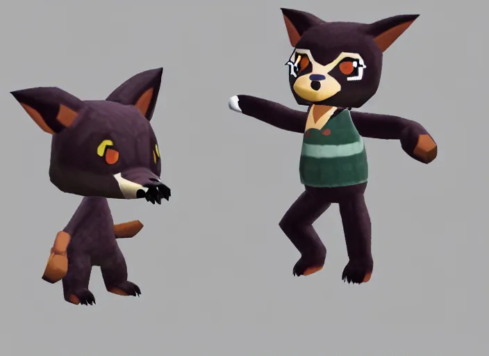 Prompt: a werewolf as an animal crossing villager, 3 d render, 3 d model rip, hq, artgerm, arstation,