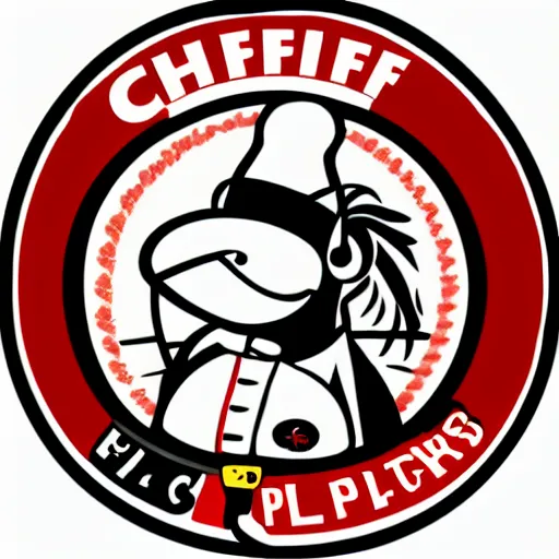 Image similar to chef platypus, logo style, black and red