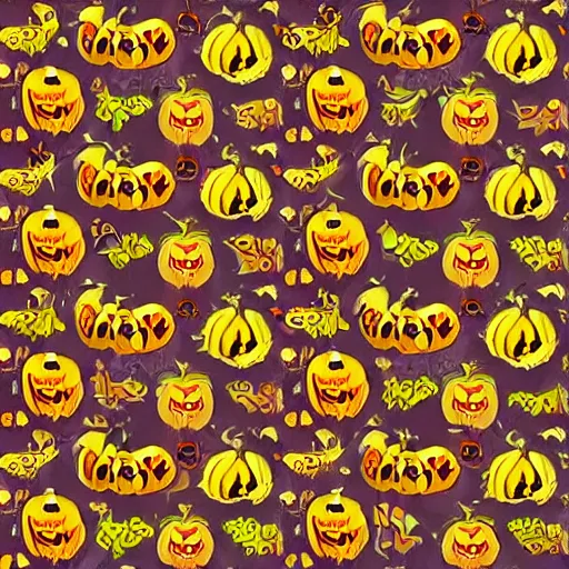 Prompt: seamless pattern of vintage Halloween decorations by John O. Winsch