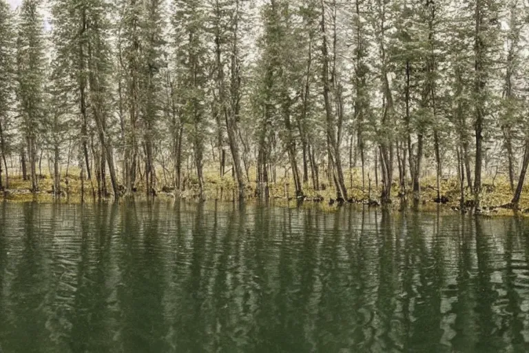 Image similar to soundwaves on a lake that turns into trees