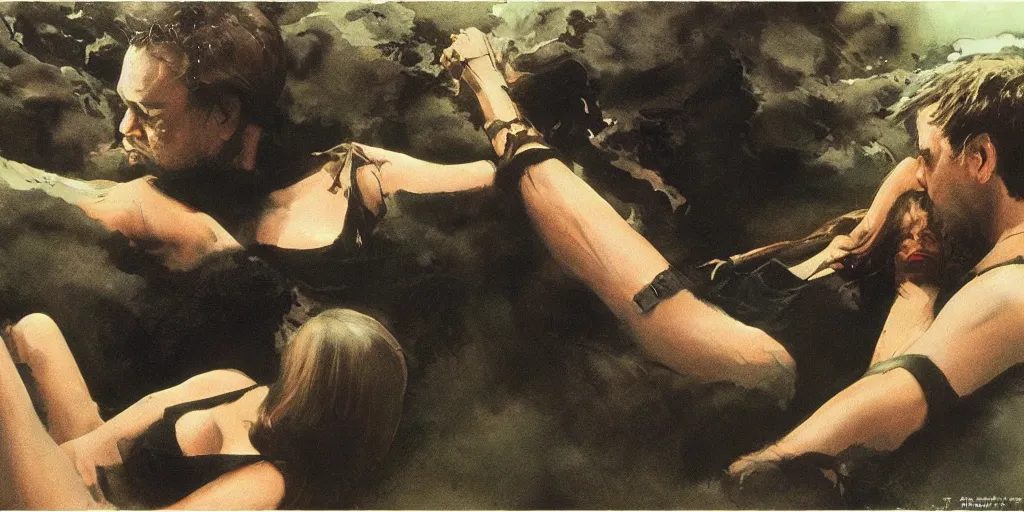 Prompt: Concept Art of cinematography of Terrence Malick film by Robert McGinnis