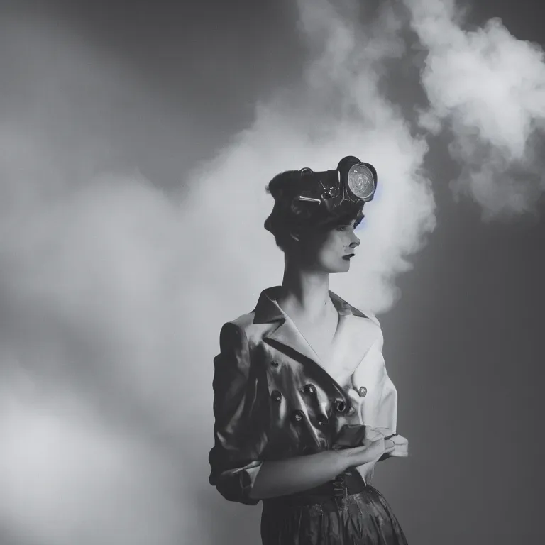 Prompt: 1950s fashion, sigma f1.8 50mm, vapour wave, steampunk