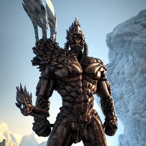 Prompt: intricate digital art of the god of the forge, resides in the mountains, in solitude, waiting, for his rematch, vs his eternal rival, epic confrontation, breathtaking, cinematic, dramatic, octane, arnold, physically based render, 8 k, uhd, unreal engine 5, award - winning movie