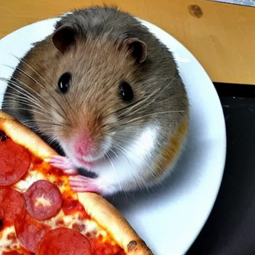 Image similar to hamster eating a pizza