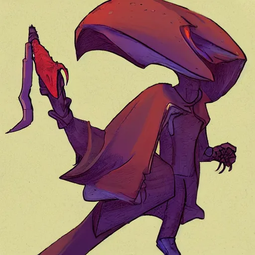 Prompt: concept art character with a vampire squid headed character with a cape that is tall and thin that lives in an underwater dystopian city and uses a baseball as a weapon against mutant set in the apocalypse created by Dana terrace for a comic book with chromatic aberration and design influences from fret nice the video game