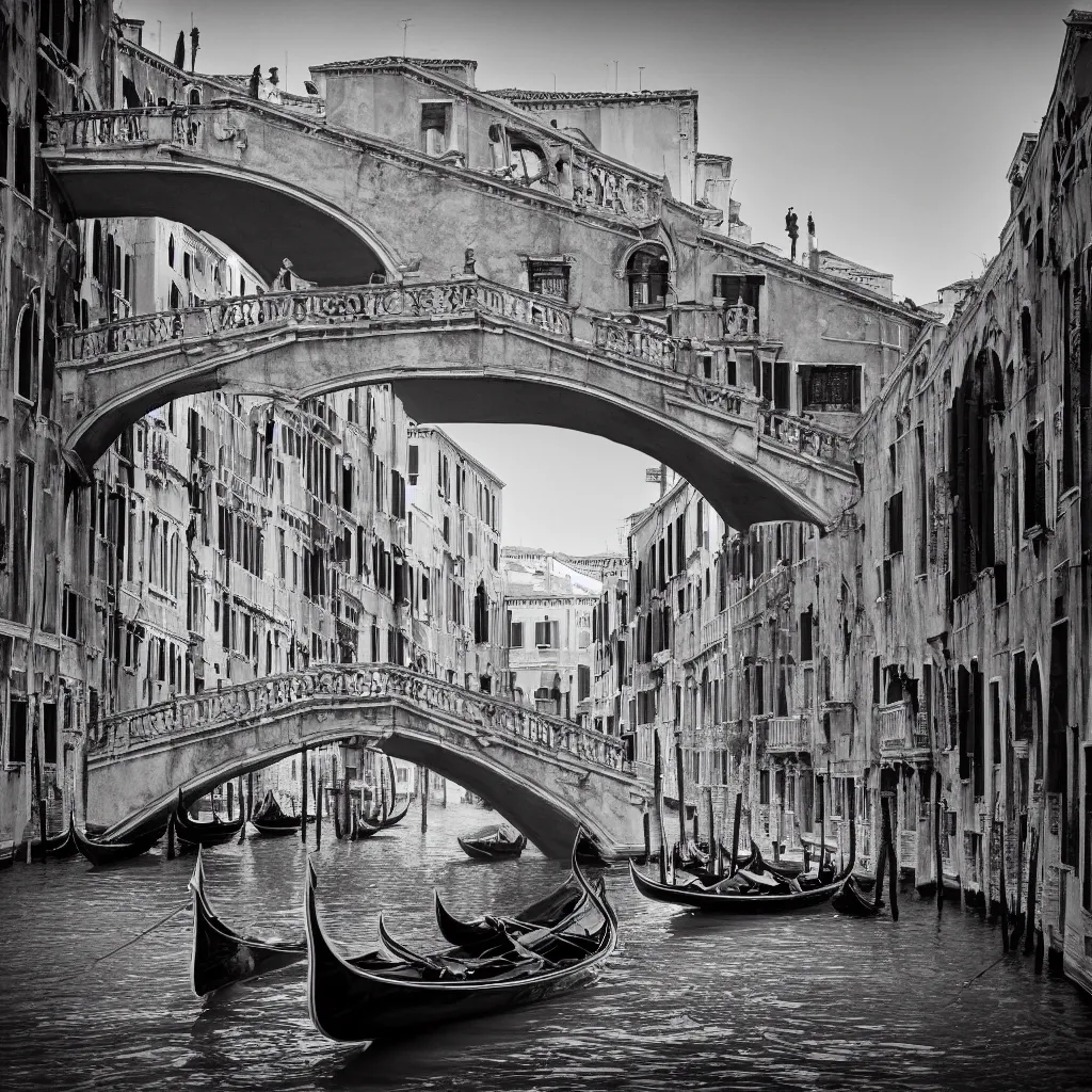 Image similar to venice bridges by piranesi, composition, cinematic, rule, grid