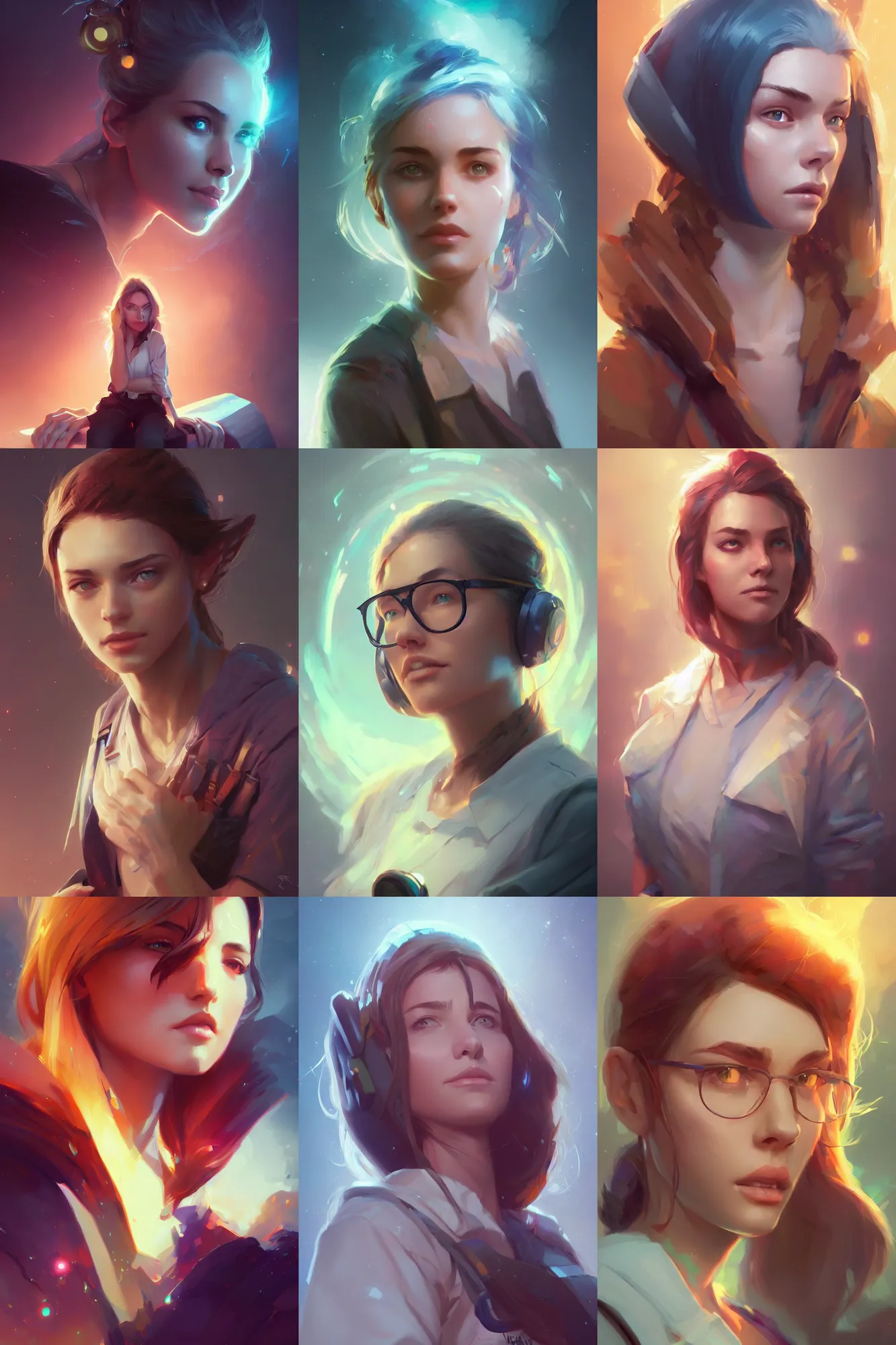 Prompt: color portrait of an attractive scientist girl, by Jordan Grimmer and Wojtek Fus and greg rutkowski, Trending artstation, cinematográfica, digital Art