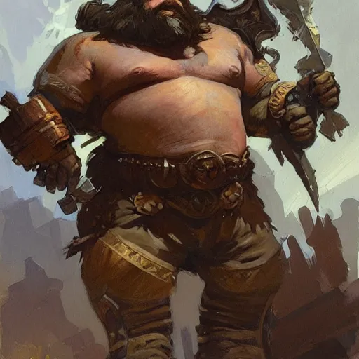 Image similar to A dwarven warrior, art by Craig Mullins, Simon Bisley, Gregory Manchess, Fernanda Suarez, Artem Demura, Alphonse Mucha, Donato Giancola, trending on artstation, digital art