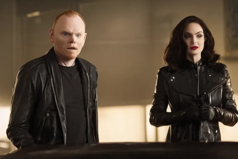 Image similar to a film still of Bill burr in catwoman, high quality