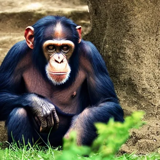 Prompt: a chimpanzee with joe rogans face