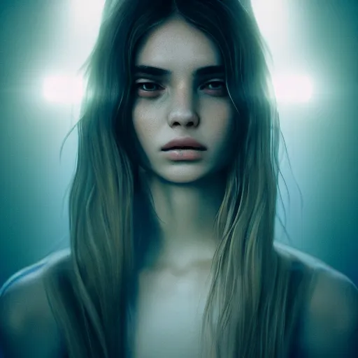 Image similar to portrait art of female angel by alessio albi 8 k ultra realistic, angel wings, lens flare, atmosphere, glow, detailed, intricate, full of colour, cinematic lighting, trending on artstation, 4 k, hyperrealistic, focused, extreme details, unreal engine 5, cinematic, masterpiece