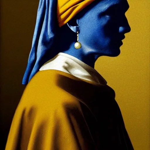 Image similar to painting of Henry Cavill, posed in the style of johannes vermeer girl with a pearl earring painting, hyperrealistic, moody lighting