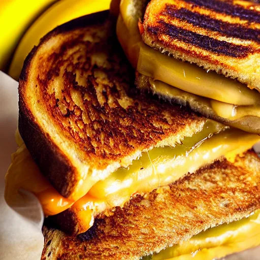 Image similar to a 5 0 mm macro shot of a banana and bean grilled cheese sandwich