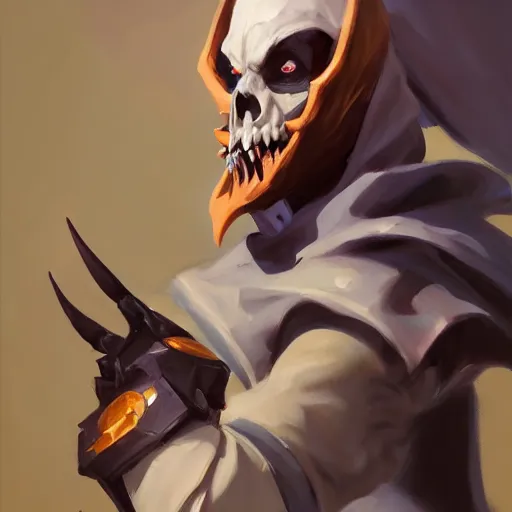 Image similar to greg manchess portrait painting of ainz ooal gown as overwatch character, medium shot, asymmetrical, profile picture, organic painting, sunny day, matte painting, bold shapes, hard edges, street art, trending on artstation, by huang guangjian and gil elvgren and sachin teng