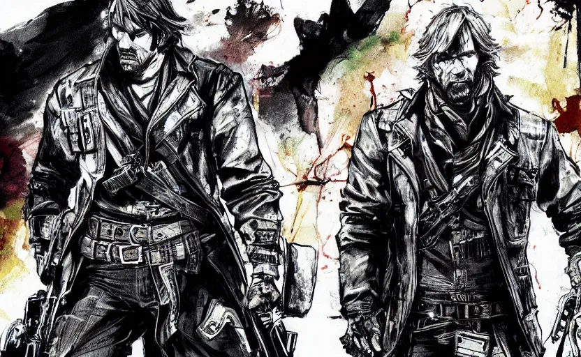 Image similar to yoji shinkawa drawing of arthur morgan,