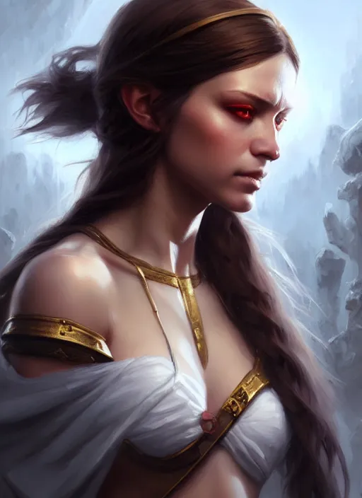 Prompt: a _ fantasy _ style _ portrait _ painting _ of white female with a light scar under left eye, holy oil _ painting _ unreal _ 5 _ daz. _ rpg _ portrait _ extremely _ detailed _ artgerm _ greg _ rutkowski _ greg
