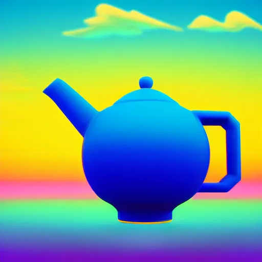 Prompt: utah teapot, 3d render, vibrant, vaporwave, outrun aesthetics, sg indy, trending on artstation, 8k