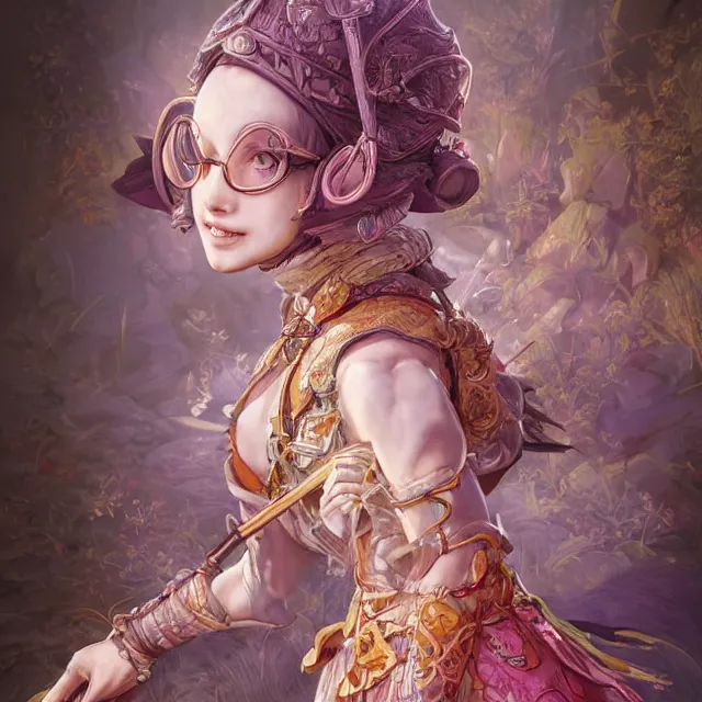 Image similar to portrait of neutral good colorful female cleric bard healer as absurdly beautiful, elegant, young skinny gravure idol, ultrafine hyperdetailed illustration by kim jung gi, irakli nadar, intricate linework, sharp focus, bright colors, octopath traveler, final fantasy, unreal engine highly rendered, global illumination, radiant light, detailed intricate environment