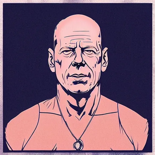 Prompt: “ bruce willis retro minimalist portrait by jean giraud, moebius starwatcher comic, 8 k ”