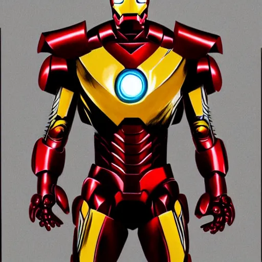 Image similar to a full body graffiti portrait of iron man