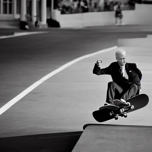 Image similar to Joe Biden riding a skateboard, hd