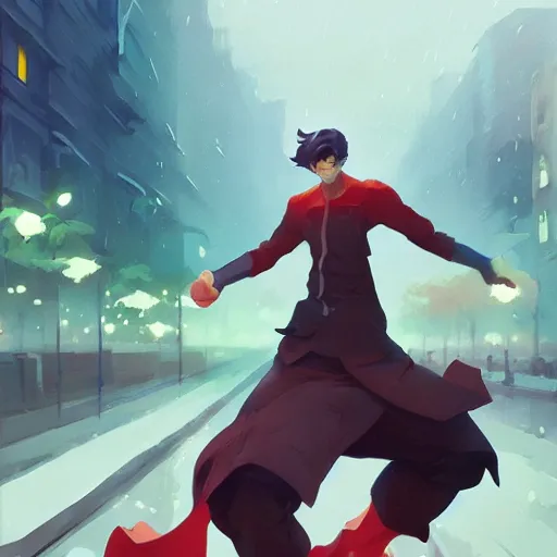 Image similar to hero world singing in the rain, behance hd by jesper ejsing, by rhads, makoto shinkai and lois van baarle, ilya kuvshinov, rossdraws global illumination