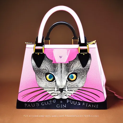 Image similar to a bag designed by louis vuitton for catgirls only, luxury, expensive, photo portrait, symmetry, awesome exposition, very detailed, highly accurate, professional lighting diffracted lightrays, 8 k, sense of awe