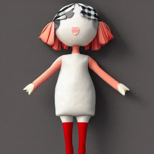 Image similar to cute fumo plush of a modern flapper girl, 1 9 2 0 s, black and white, vray