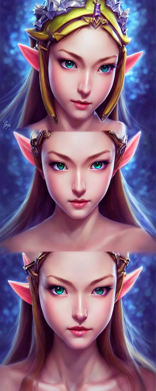 Prompt: legend of zelda ocarina of time, the great fairy, beautiful, pearlescent skin, natural beauty, seductive eyes and face, elegant girl, natural beauty, very detailed face, seductive lady, full body portrait, natural lights, photorealism, summer vibrancy, cinematic, a portrait by artgerm, rossdraws, Norman Rockwell, magali villeneuve, Gil Elvgren, Alberto Vargas, Earl Moran, Enoch Bolles