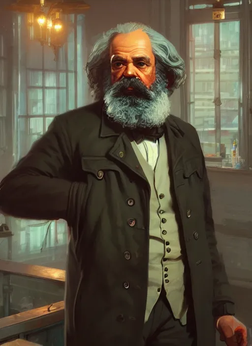 Prompt: highly detailed portrait karl marx in gta v, stephen bliss, unreal engine, fantasy art by greg rutkowski, loish, rhads, ferdinand knab, makoto shinkai and lois van baarle, ilya kuvshinov, rossdraws, tom bagshaw, global illumination, radiant light, detailed and intricate environment