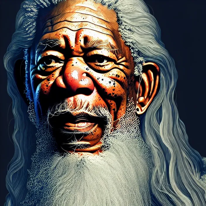 Prompt: morgan freeman starring as gandalf in lord of the rings, epic professional digital art, best on artstation, cgsociety, wlop, behance, pixiv, cosmic, epic, stunning, gorgeous, much detail, much wow, masterpiece by dorian cleavanger and stanley lau