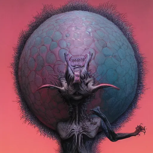 Image similar to horror creature holding planet by Wayne Barlowe, detailed 4k