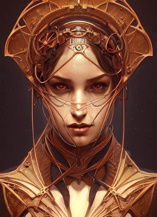 Image similar to symmetry!! portrait of beast, fantasy, steampunk, rust, intricate, highly detailed, digital painting, artstation, concept art, smooth, sharp focus, illustration, art by artgerm and greg rutkowski and alphonse mucha