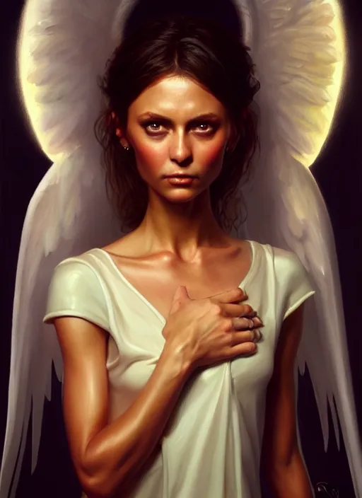 Image similar to a _ fantasy _ style _ portrait _ painting _ of nina ricci as an angel, oil _ painting _ unreal _ 5 _ daz. _ rpg _ portrait _ extremely _ detailed _ artgerm _ greg _ rutkowski _ greg