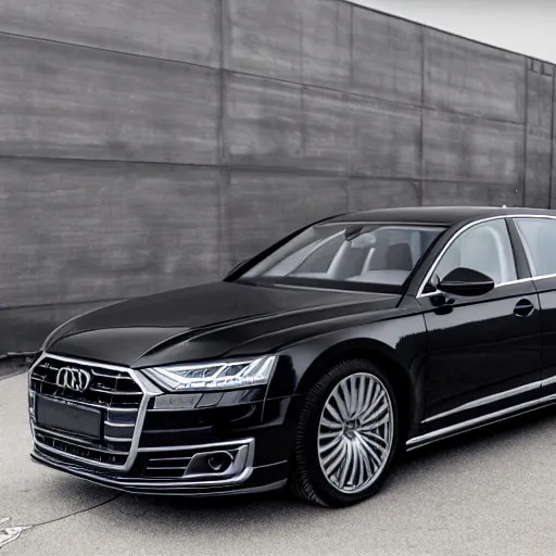 Image similar to black 2 0 2 0 audi a 8, extremely detailed, photo realistic, 8 k, car photography