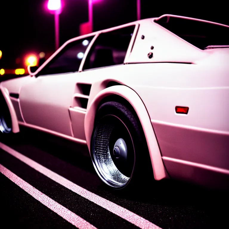 Image similar to close-up-photo Nissan S30 turbo illegal roadside night meet, deep dish work-wheels, Shibuya Shibuya, cinematic color, photorealistic, highly detailed night photography