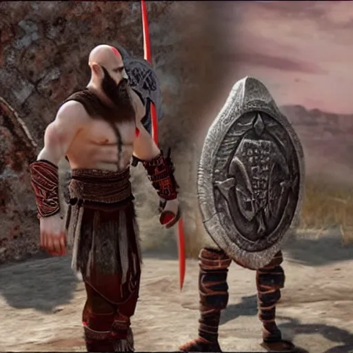 Image similar to benjamin netanyahu!!!!!! as kratos from god of war