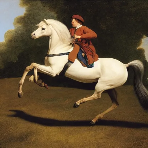 Image similar to a jumping wild stallion, by george-stubbs