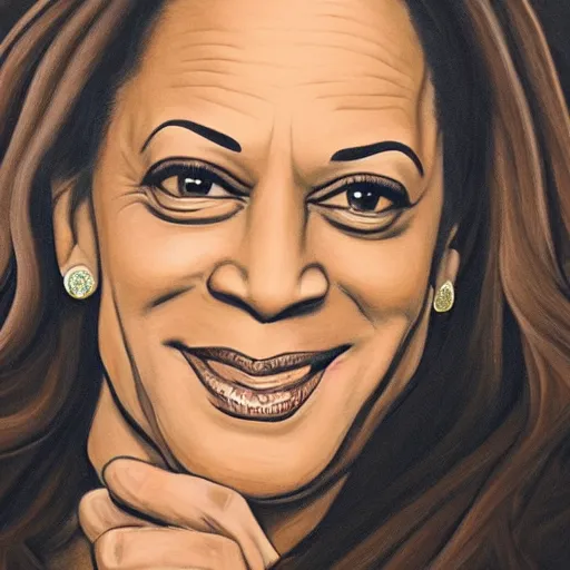 Image similar to breathtaking detailed art portrait painting of kamala harris as a evil witch casting fire spell on the whitehouse