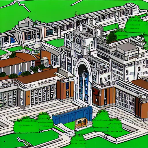 Image similar to sans undertale college, buildings, college campus and building, undertale in college, high detail