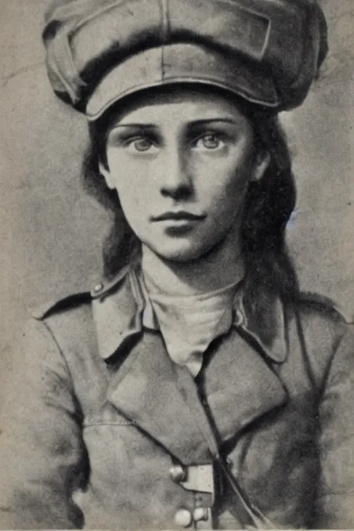 Prompt: beautiful portrait of a young ukranian female soldier, frank miller