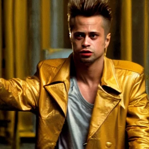 Image similar to Tyler Durden with a golden jacket