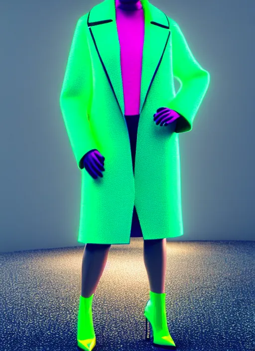 Image similar to coat for a rave, bright colors, many details, prints, photo for a magazine, photo for a store, fashion photography, Vogue, 135 mm, cinematic, hyper realism, high detail, octane render, 8k, chrome accents